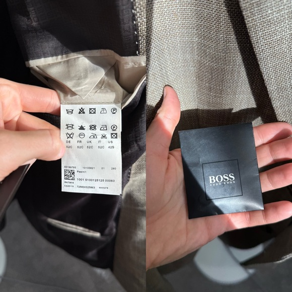 HUGO BOSS Pasini 1 beige khaki linen wool single breasted 2 button blazer 42S - Picture 13 of 15